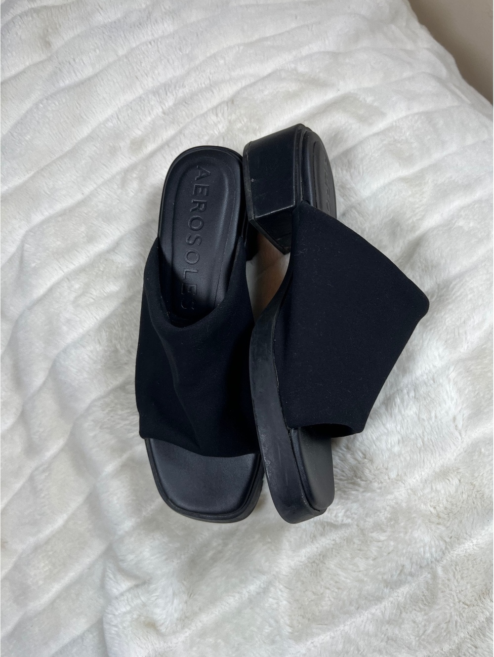 Aerosoles Denise 8.5W Black Slip In Slides Fall Spring Summer Beach NYC Shoes